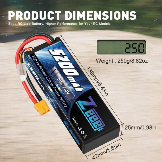 Zeee 2S 5200mAh 7.4V 80C XT60 Hardcase (2 Stück)