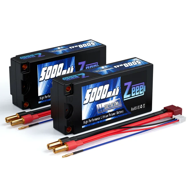 Zeee 2S 5000mAh 7,4V 120C Shorty 5mm Bullet Deans Hardcase (2 Stück)