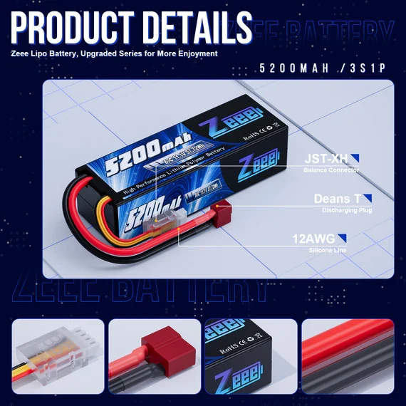 Zeee 3S 5200mAh 11,1V 80C Hardcase Deans Lipo Akku