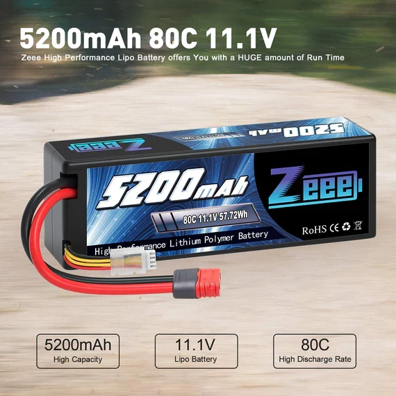 Zeee 3S 5200mAh 11.1V 80C Deans Hardcase (2 Stück)