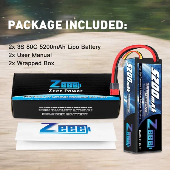 Zeee 3S 5200mAh 11.1V 80C Deans Hardcase (2 Stück)