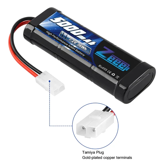 Zeee 7.2V 5000mAh NiMH-Akku Tamiya-Stecker 6-Zellen-Akku (2 Stück)