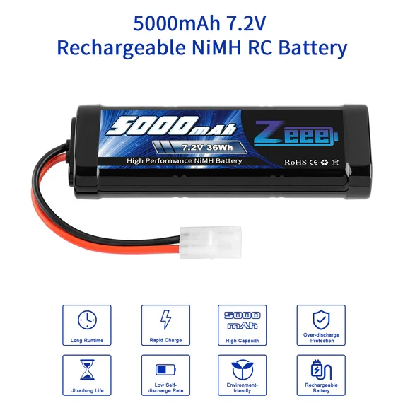 Zeee 7.2V 5000mAh NiMH-Akku Tamiya-Stecker 6-Zellen-Akku (2 Stück)