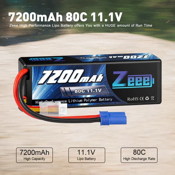 Zeee 3S Lipo Akku 7200mAh 11,1V 80C EC5 Hardcase (2 Stück)