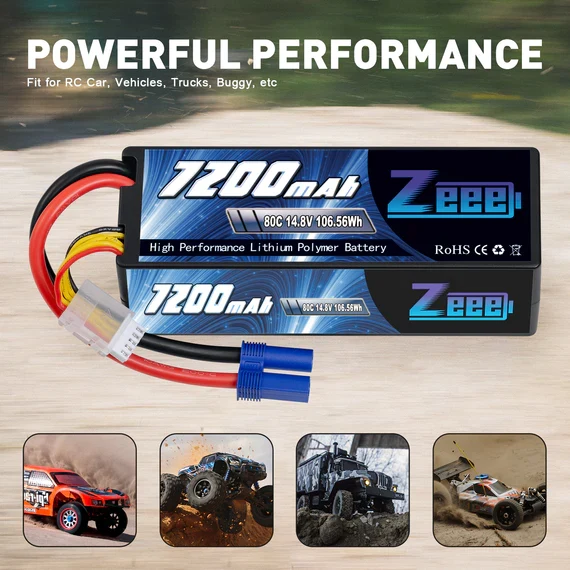 Zeee 4S Lipo Akku 7200mAh 14,8V 80C EC5 Hardcase (2 Stück)