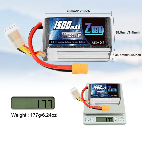 Zeee 4S 1500mAh 14,8V 120C Graphen-Akku XT60 (2 Stück)