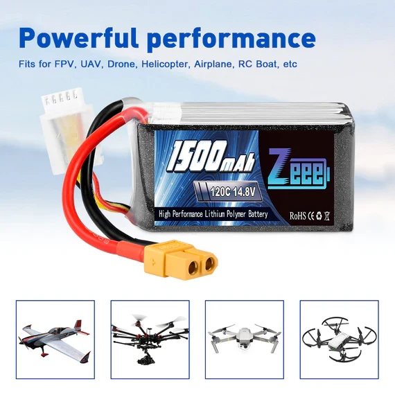 Zeee 4S 1500mAh 14,8V 120C Graphen-Akku XT60 (2 Stück)