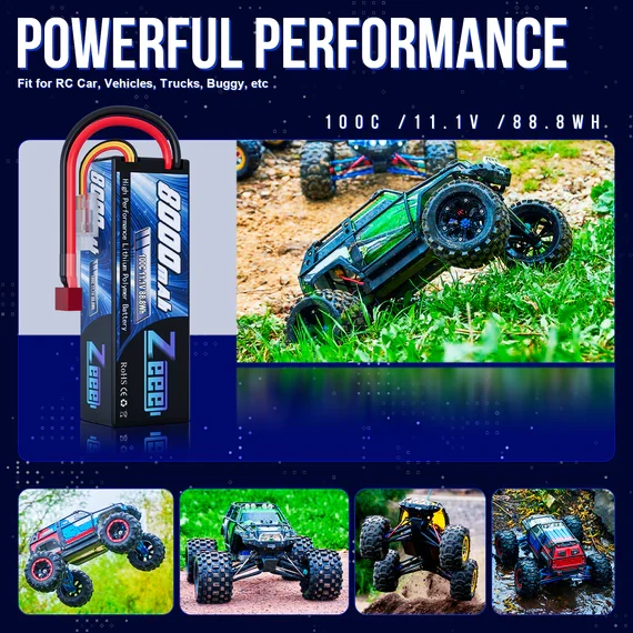 Zeee 3S Lipo Akku 8000mAh 11.1V 100C Dean Hardcase