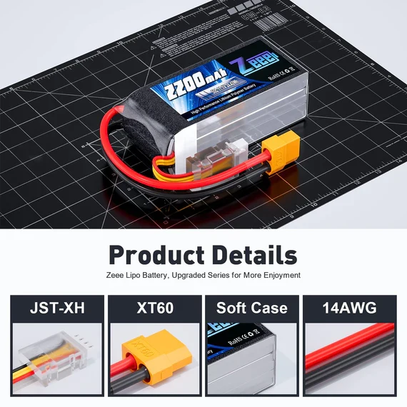 Zeee 3S 2200mAh 11,1V 50C Shorty XT60 Lipo (2 Stück)