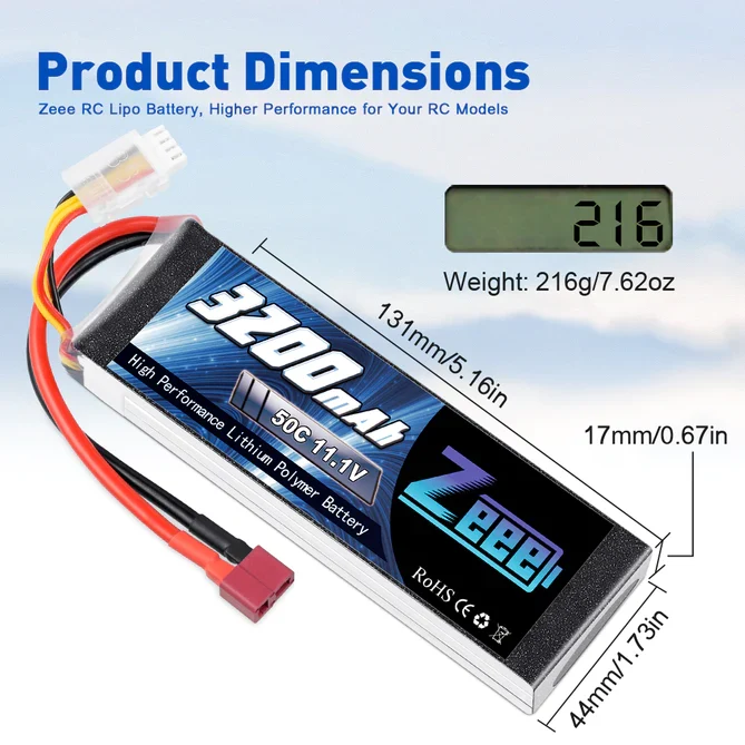 Zeee 3S 3200mAh 11,1V 50C Deans Lipo Akku (2 Stück)