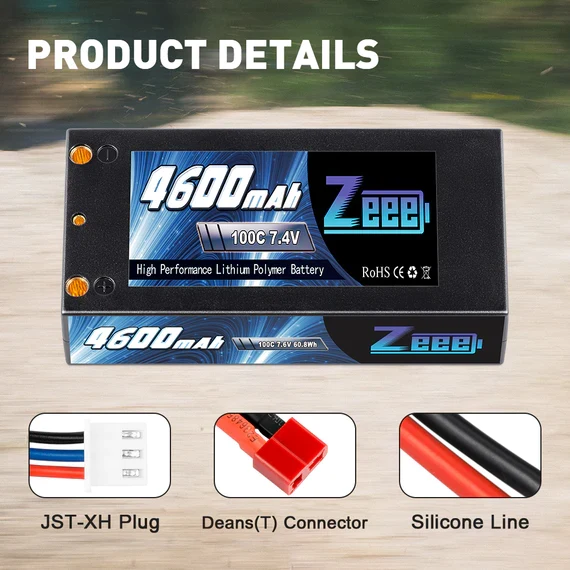 Zeee 2S 4600mAh 7,4V 100C Hardcase 4mm Bullet Deans Shorty Lipo Akku