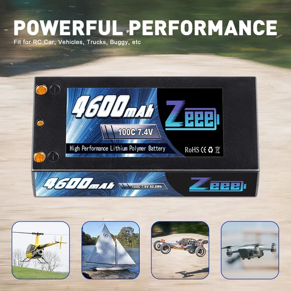 Zeee 2S 4600mAh 7,4V 100C Hardcase 4mm Bullet Deans Shorty Lipo Akku