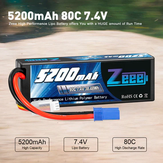 Zeee 2S 5200mAh 7,4V 80C Hardcase EC5 (2 Stück)