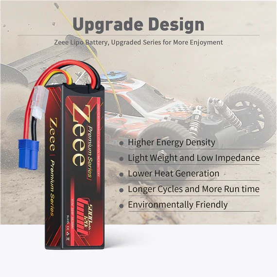 Zeee Premium Series 3S 5000mAh 11.1V 120C Hardcase EC5 Lipo Akku (2 Stück)