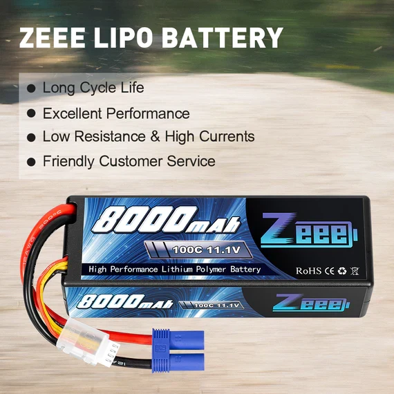 Zeee 3S 8000mAh 11,1V 100C Hardcase EC5 Lipo Akku (2 Stück)