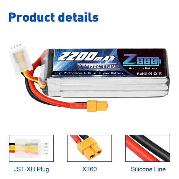 Zeee 3S 2200mAh 11.1V 120C XT60 (2 Stück)