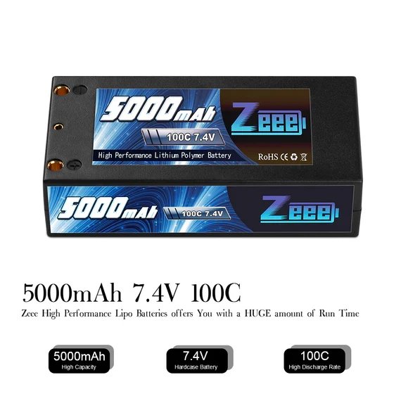 Zeee 2S 5000mAh 7,4V 100C Hardcase Shorty Lipo-Akku Deans