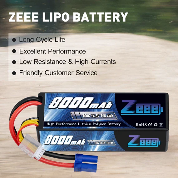 Zeee 4S 8000mAh 14,8V 100C EC5 Hardcase Lipo Akku (2 Stück)