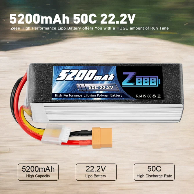 Zeee 6S 5200mAh 22.2V 50C XT90 Lipo Akku
