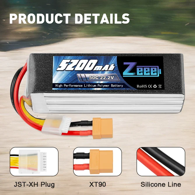 Zeee 6S 5200mAh 22.2V 50C XT90 Lipo Akku