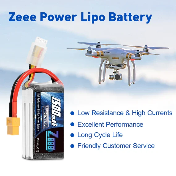 Zeee 3S 1500mAh 11,1V 120C Graphen XT60 Lipo Akku (2 Stück)