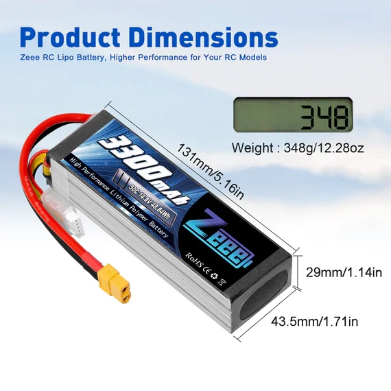 Zeee 4S Lipo Akku 3300mAh 14,8V 50C Soft Case XT60 (2 St.)