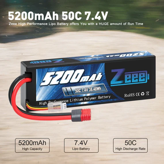 Zeee 2S 5200mAh 7,4V 50C Deans T-Stecker Hardcase (2 Stück)