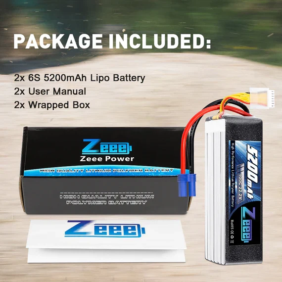 Zeee 6S Lipo Akku 5200mAh 22,2V 100C EC5 (2 St.)