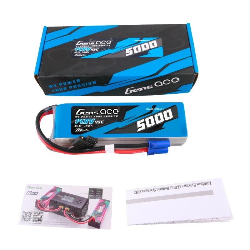 Gens Ace G-Tech 4S 5000mAh 14,8V 45C 4S1P Heli Lipo EC5
