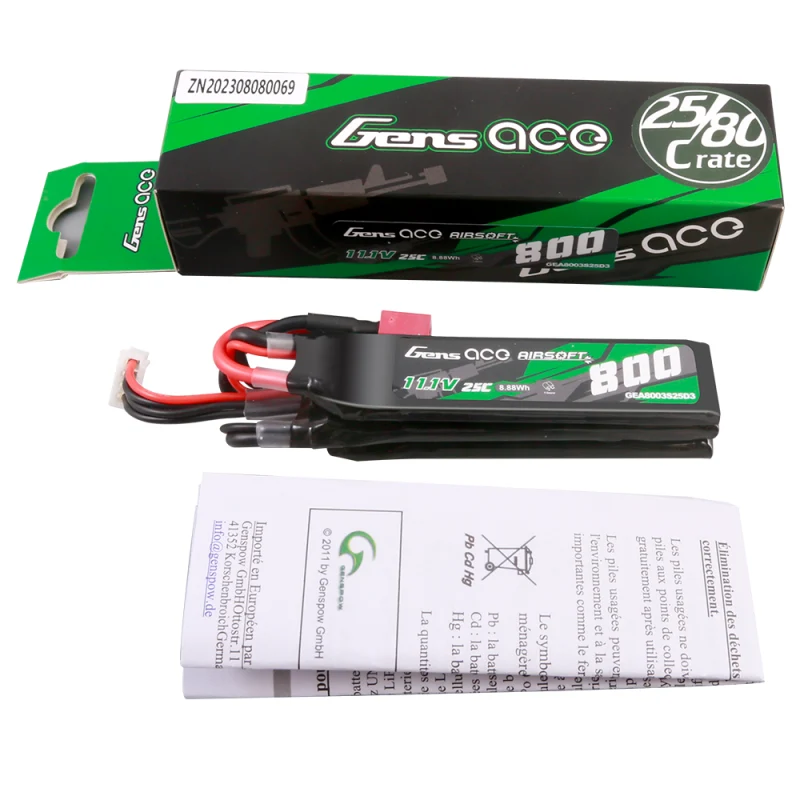 Gens Ace 3S 800mAh 25C 3S1P 11,1V Airsoft Deans