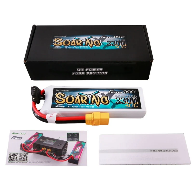 Gens Ace G-Tech Soaring 3S 3300mAh 11,1V 30C 3S1P Lipo XT90