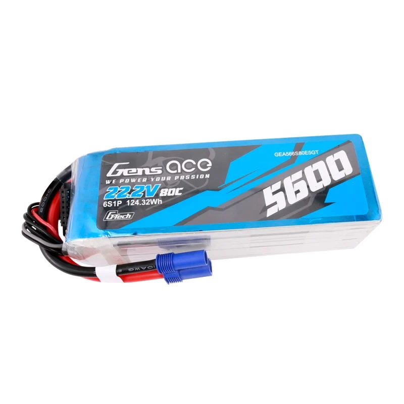 Gens ace G-Tech 5600 mAh 80 C 22,2 V 6S1P Lipo-Akku mit EC5-Stecker