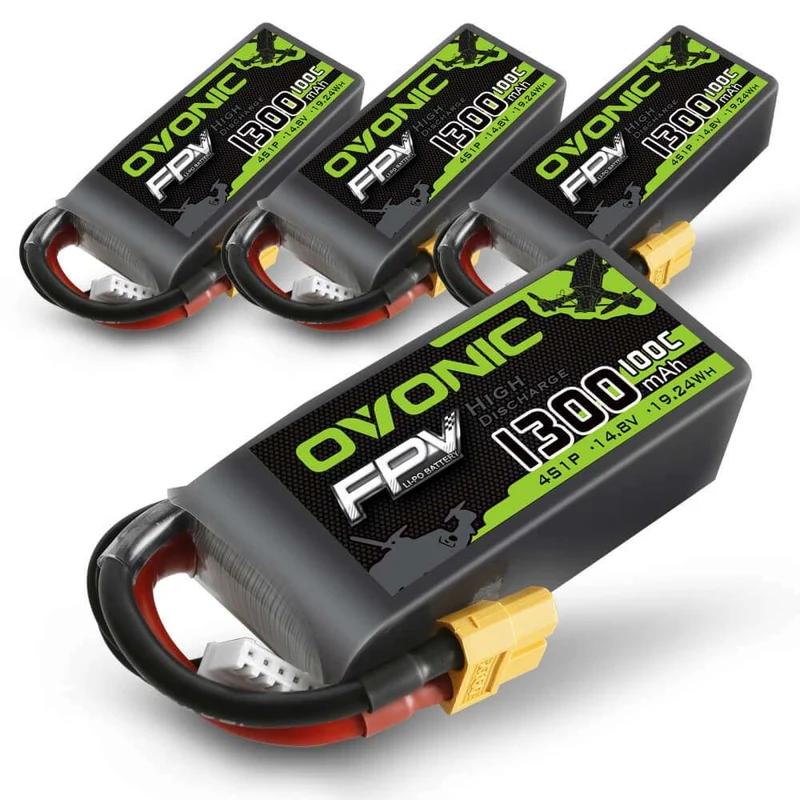 Ovonic 100C 4S 1300 mAh LiPo-Akku 14,8 V mit XT60-Stecker für FPV Protek 35 (4 St.)