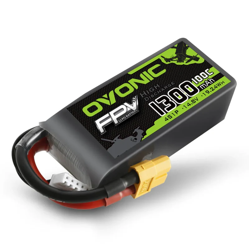 Ovonic 100C 4S 1300 mAh LiPo-Akku 14,8 V mit XT60-Stecker für FPV Protek 35 (4 St.)