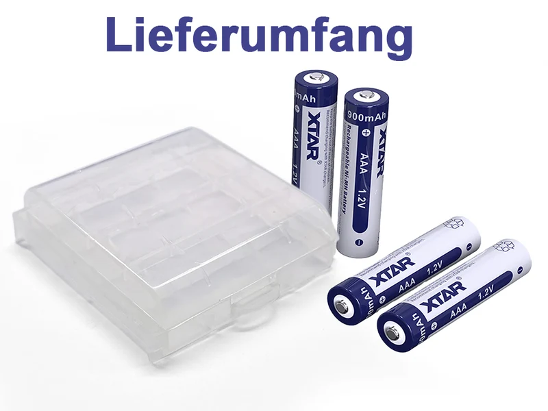 XTAR AAA R03 NIMH Akku 900mAh 1,2V mit Aufbewahrungsbox (4 Stuck)