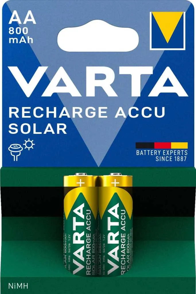 Varta 56736 AA Recharge Mignon Akku Ni-MH 1,2V/ 800mAh Solar - Blister 2 Stück