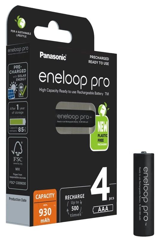 Panasonic Eneloop Pro Akku AAA NiMH- 4er-Blister BK-4HCDE/4BE
