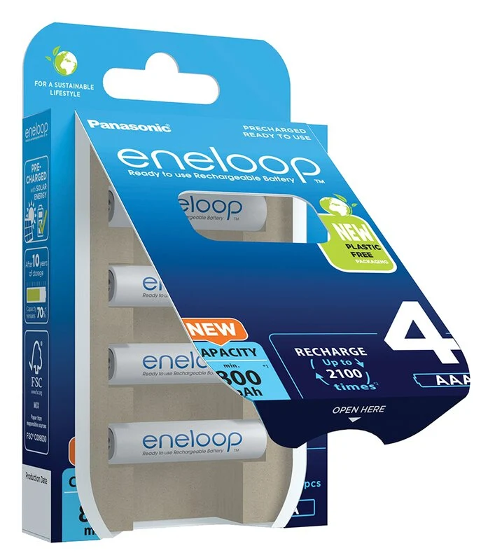Eneloop Panasonic Ni-MH Akku 800mAh AAA 1,2V - 4 Stück BK-4MCDE/4BE