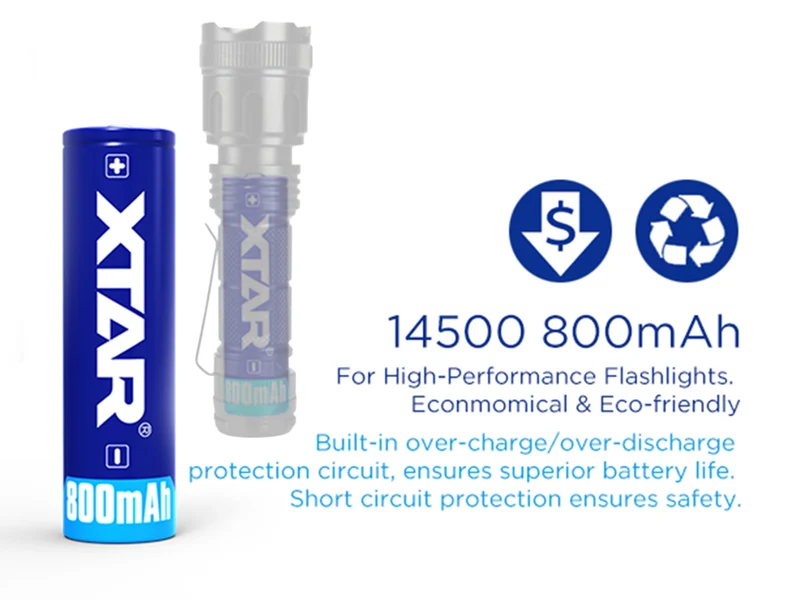 Xtar 14500 - 800 mAh 3,6 V - 3,7 V geschützter Li-Ion-Akku