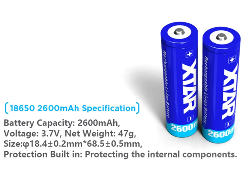 XTAR 18650 Li-Ion-Akku mit 2600mAh 3,6V - 3,7V