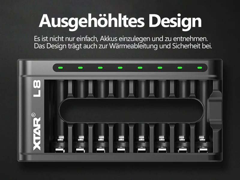 Xtar L8 – Ladegerät + 16x AA (Mignon) LR6 1,5V Li-Ion Akkus