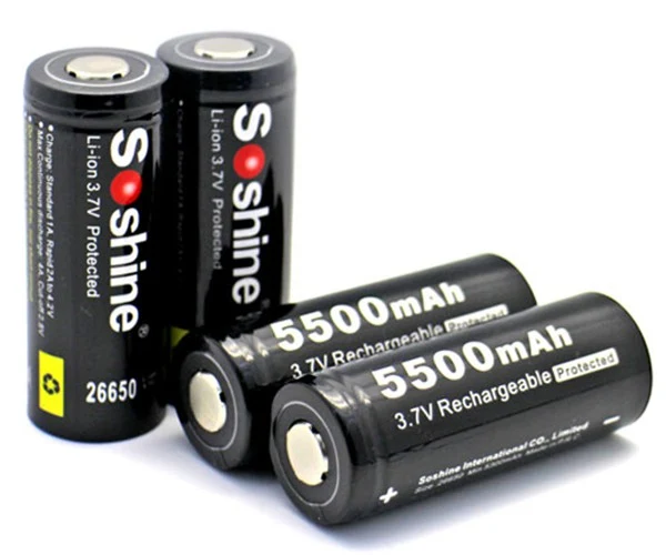 Soshine 26650 5500mAh 3,6V - 3,7V Li-Ion-Akku PCB (Button Top)