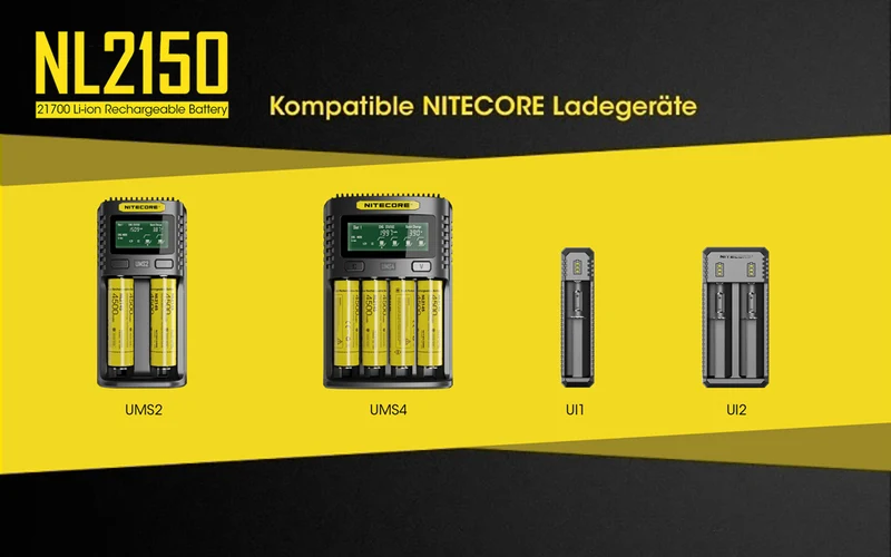NiteCore 21700 NL2150 - 5000mAh, Li-Ionen 3,7V - 3,6V - PCB geschützt