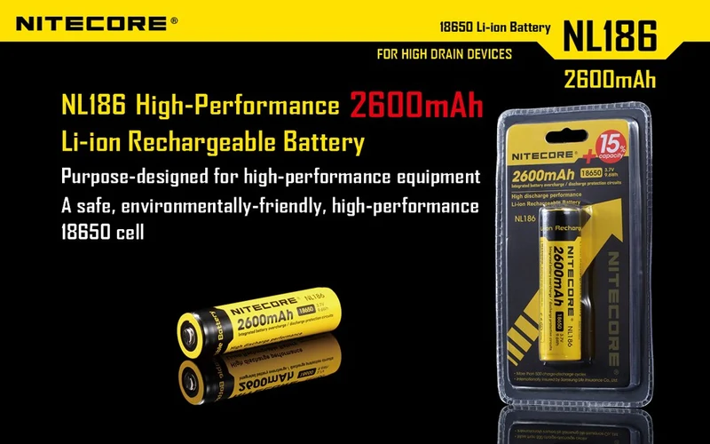 NiteCore Li-Ion-Akku 18650 - 2600mAh, 3,7V - NL1826