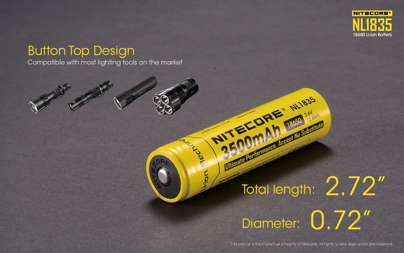 NiteCore Li-Ion-Akku 18650 - 3500mAh, 3,7V - NL1835 PCB geschützt