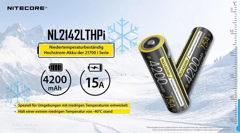 NiteCore NL2142LTHPi Li-Ionen 21700 - 4200mAh, 3,6V LOW TEMPERATURE - PCB bis 15A