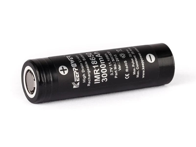 Keeppower IMR18650 - 3000mAh, 3,6V - 3,7V Li-Ion-Akku (Pluspol flach)