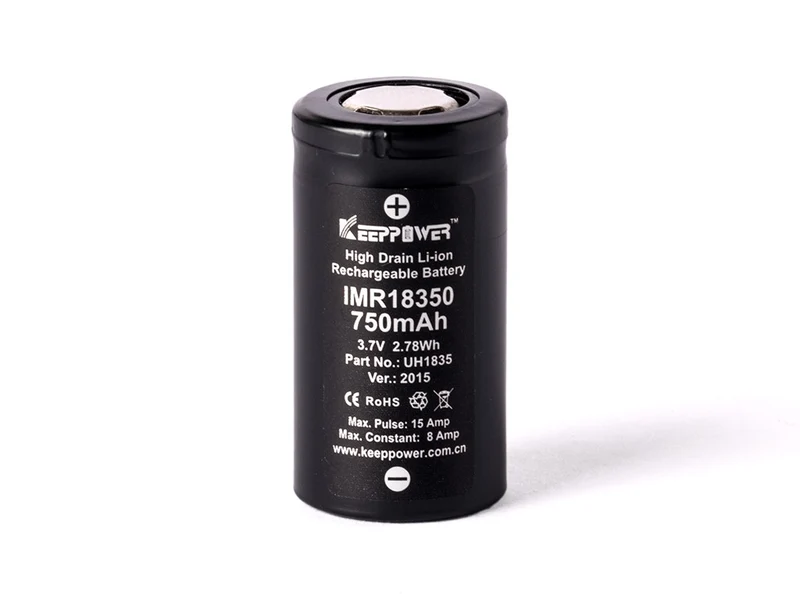 Keeppower IMR18350 - 750mAh, 3,7V (8A) Li-Ion-Akku