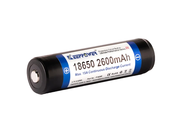 Keeppower R 18650 2600mAh 3,6V - 3,7V Li-Ion-Akku geschützt (Pluspol erhöht)