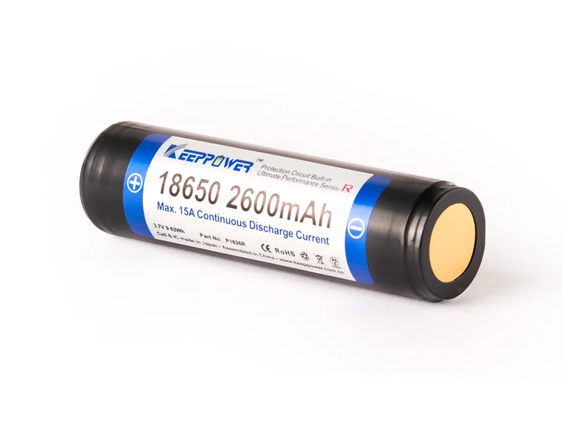 Keeppower R 18650 2600mAh 3,6V - 3,7V Li-Ion-Akku geschützt (Pluspol erhöht)